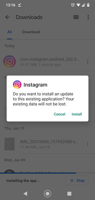 Instagram no funciona en la versión anterior