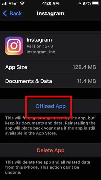 Instagram no funciona Ios Clear Cache 2