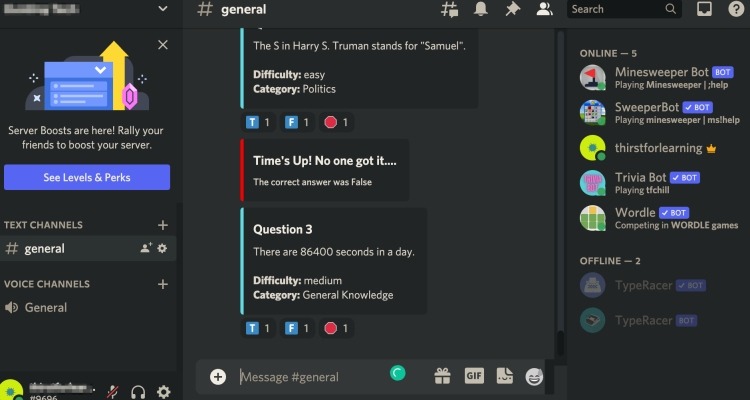 Trivia Bot Discord Servidor