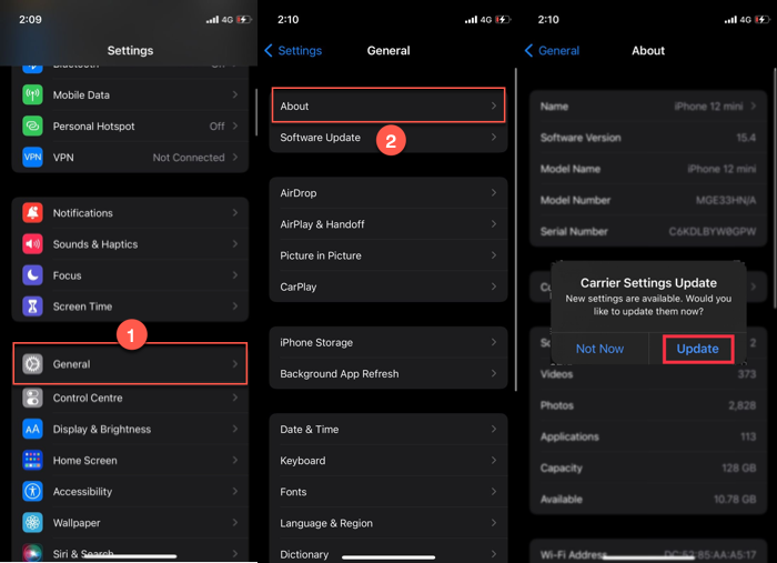 Actualizar la configuración del operador