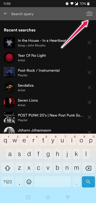 Cómo crear códigos de Spotify Ver icono de cámara