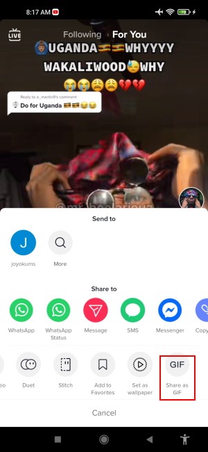 Tiktok Toca Compartir como gif 1