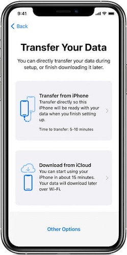 Mover datos Nuevo iPhone Transferencia de inicio rápido