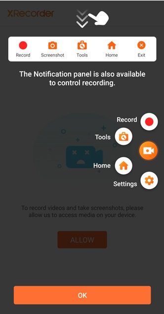 Aplicaciones de grabación de pantalla de Android Xrecorder 1