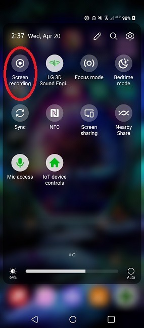 Habilite la grabadora de pantalla oculta en el icono de grabación de pantalla de Android