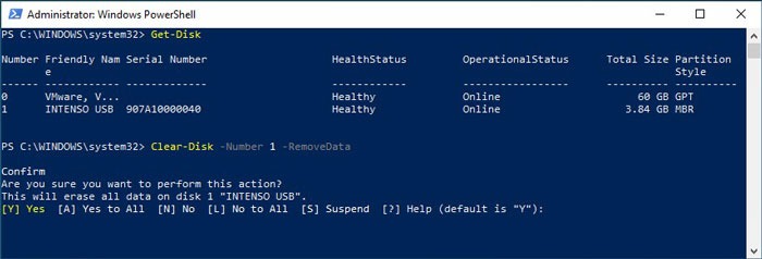 Formatear unidades USB en Win10 Cleardisk