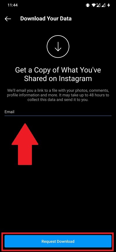 Solicitar Descargar Datos Instagram