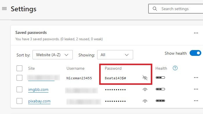 Contraseñas Navegadores Dot Edge Contraseña revelada