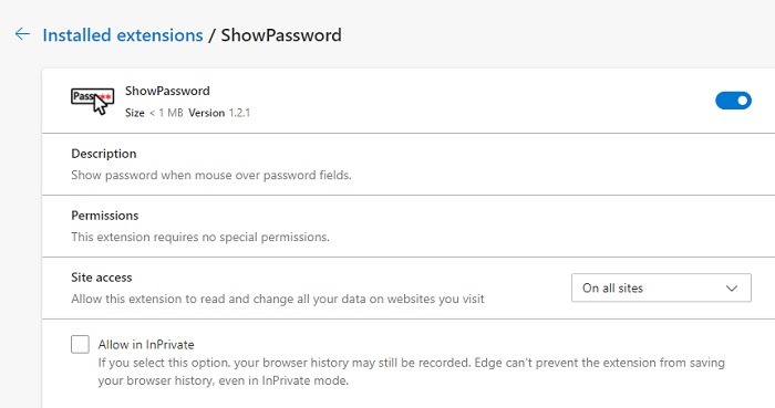 Contraseñas Navegadores Dot Show Password Extension