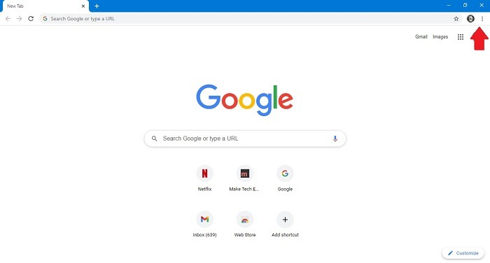 Cómo cambiar el fondo de búsqueda de Google Menú de tres puntos Chrome