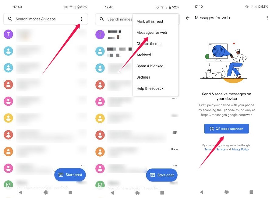 Acceder a Google Messages Desktop Activar mensajes para web desde el teléfono