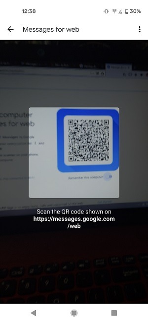 Acceder a Google Messages Desktop Escanear código Qr