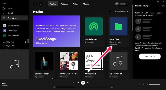 Cómo agregar archivos locales Carpeta de archivos locales de Spotify Desktop