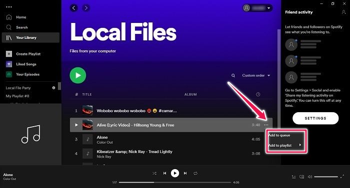 Cómo agregar archivos locales Spotify Desktop Agregar a la lista de reproducción