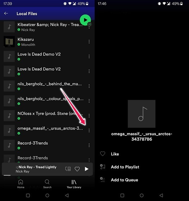 Cómo agregar archivos locales Spotify Mobile Agregar archivo local a la lista de reproducción