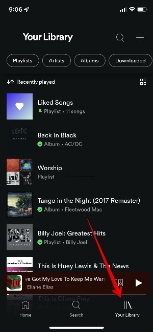 Biblioteca de archivos locales de Spotify iOS