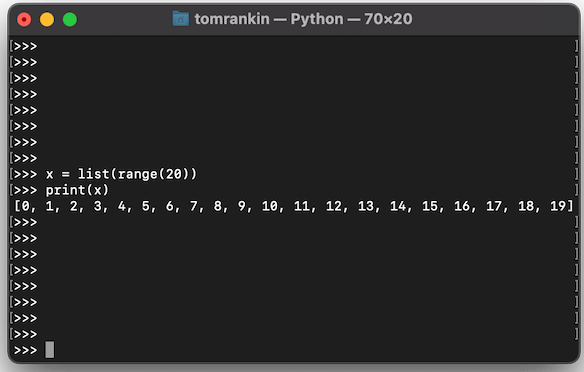 Lista de rango de Python