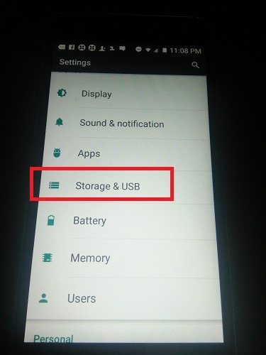 Almacenamiento y teléfono Android USB