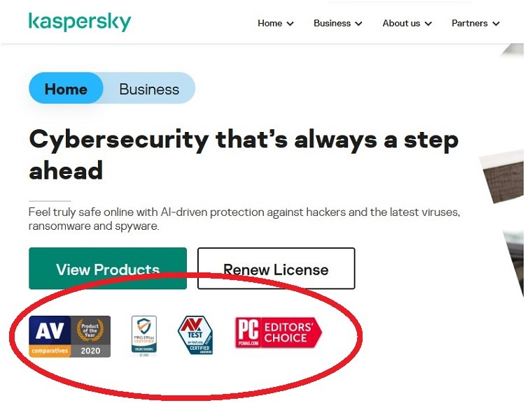 Insignias de confianza de Kaspersky