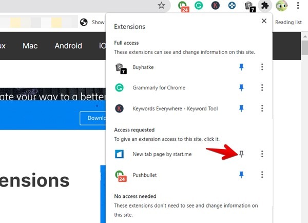 Anclar nueva extensión a Chrome