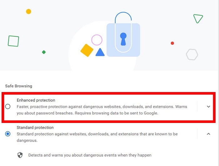 Configuración de control parental de Google Chrome Seguridad mejorada