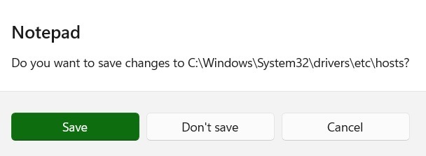 Archivo de hosts de Windows Windows11 Guardar ediciones