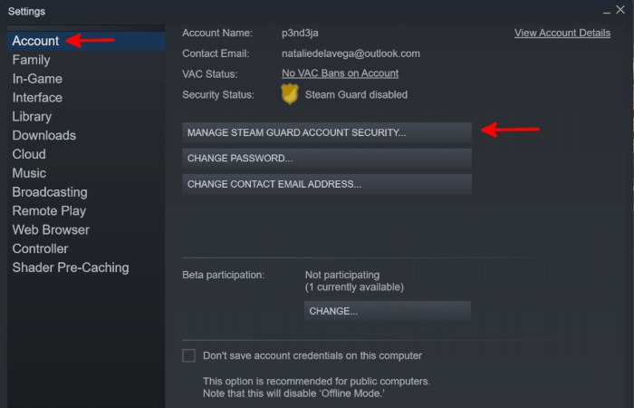 Cuenta de configuración de Steam para compartir en familia de Steam