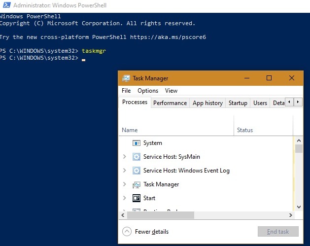 Formas de abrir el Administrador de tareas de Windows Powershell