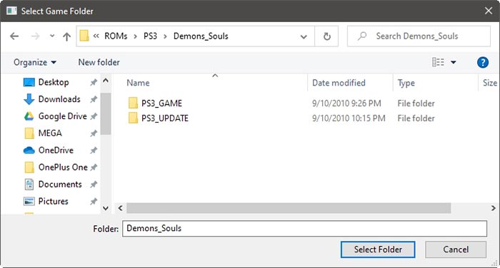 Ps3 en la PC con Rpcs3 Seleccione la carpeta del juego