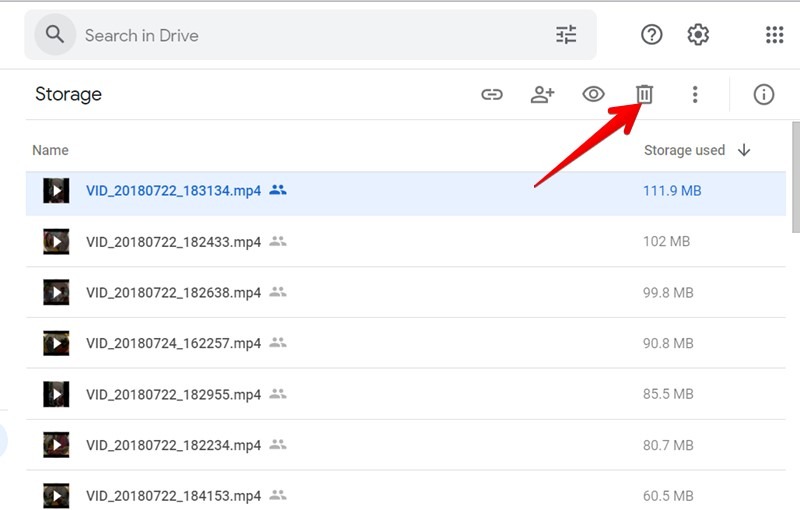Google Drive Eliminar tamaño de archivos