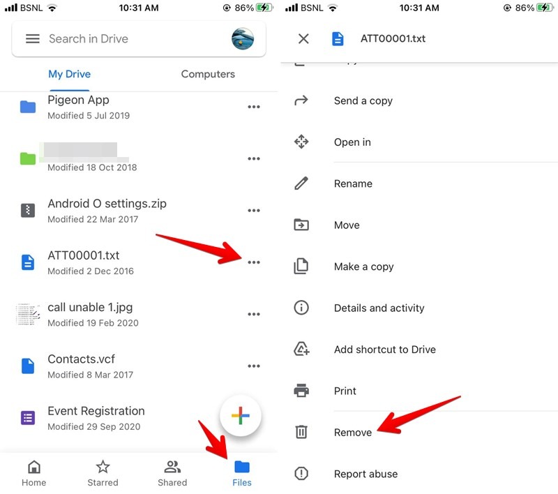 Google Drive Eliminar archivo desde el móvil