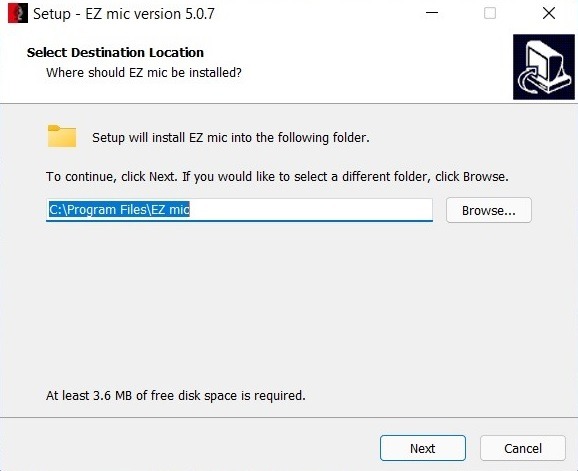 Teléfono inteligente Micrófono Cliente de Windows Ez Mic Ubicación de instalación 2