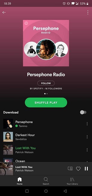 Spotify Estación de radio Canción Estación de radio Vista