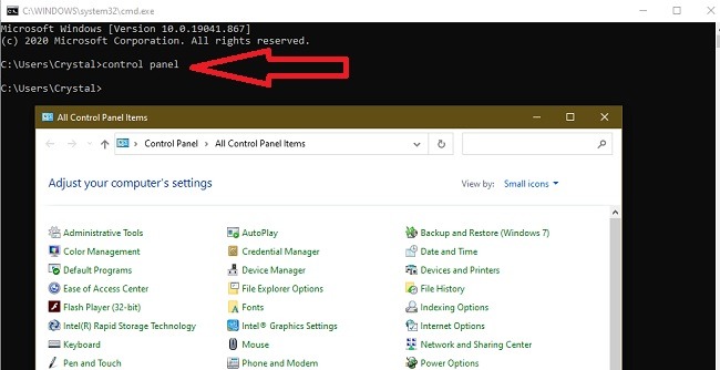 Formas de abrir el panel de control en Windows 10 Cmd