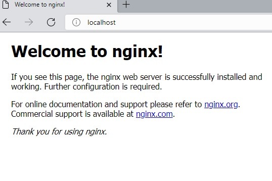 Host local del navegador de Windows Nginx