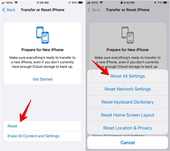 iPhone Restablecer todas las configuraciones