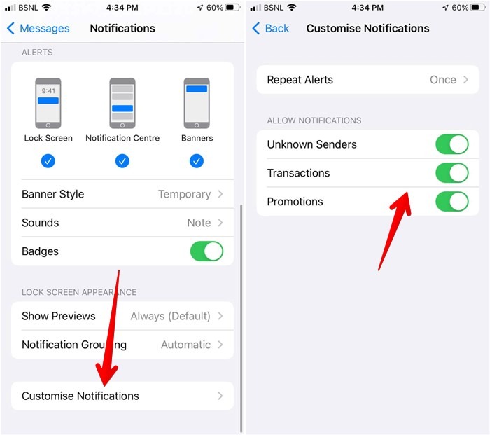 Iphone Mensajes Notificaciones Personalizar