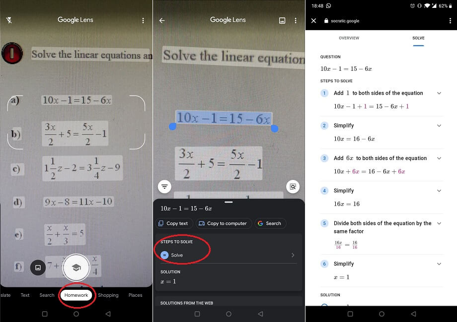 Seis características más de Google Lens resuelven problemas matemáticos