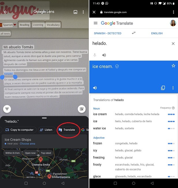 Seis funciones más de Google Lens Escuchar Traducir palabras