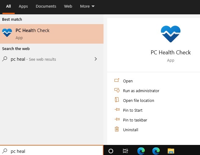 Búsqueda de salud de PC de compatibilidad con Windows 11