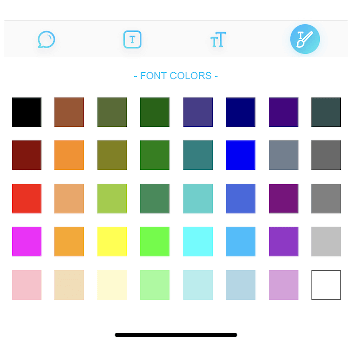 Elegir un color en FancyBubble para cambiar el color de la burbuja de iMessage.