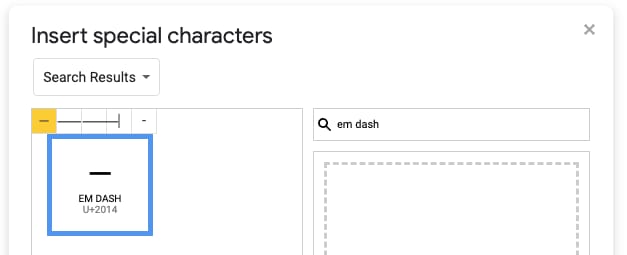 Cómo escribir Em Dash Google Docs Chromebook