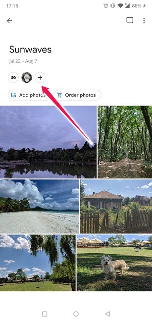 Desactivar enlace compartido Fotos de Google Invitar al álbum Botón Android Plus