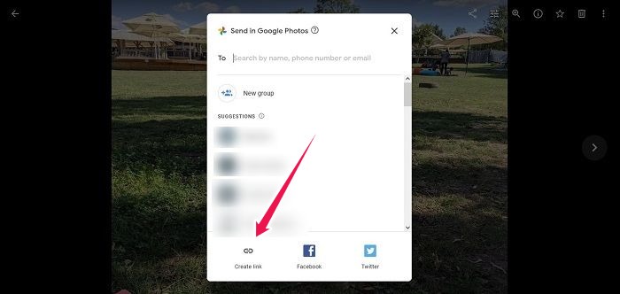 Desactivar enlace compartido Google Photos Web Crear enlace Compartir una sola foto