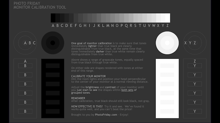 La herramienta de calibración de Photo Friday.