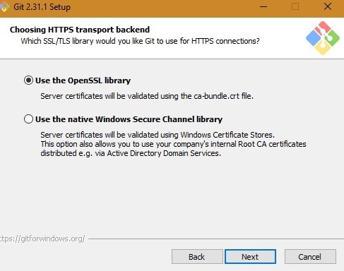 Git Bash Git Https Transport Backend Openssl