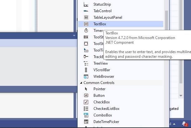 Cuadro de texto Formulario de Visual Studio