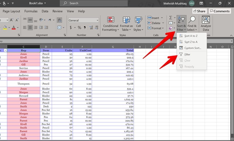 Ordenar y filtrar valores duplicados de Excel