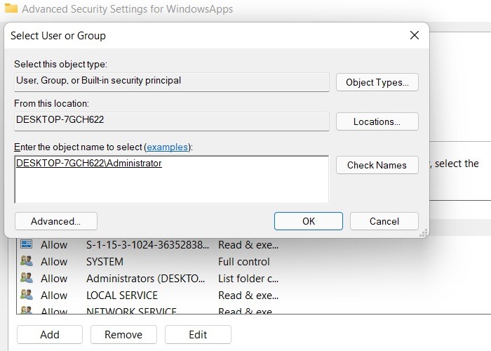 Carpeta de aplicaciones de Windows Seleccionar nombre de usuario Agregado automáticamente Windows11