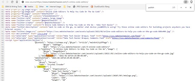 Cómo saber cuándo se publicó una página web Código